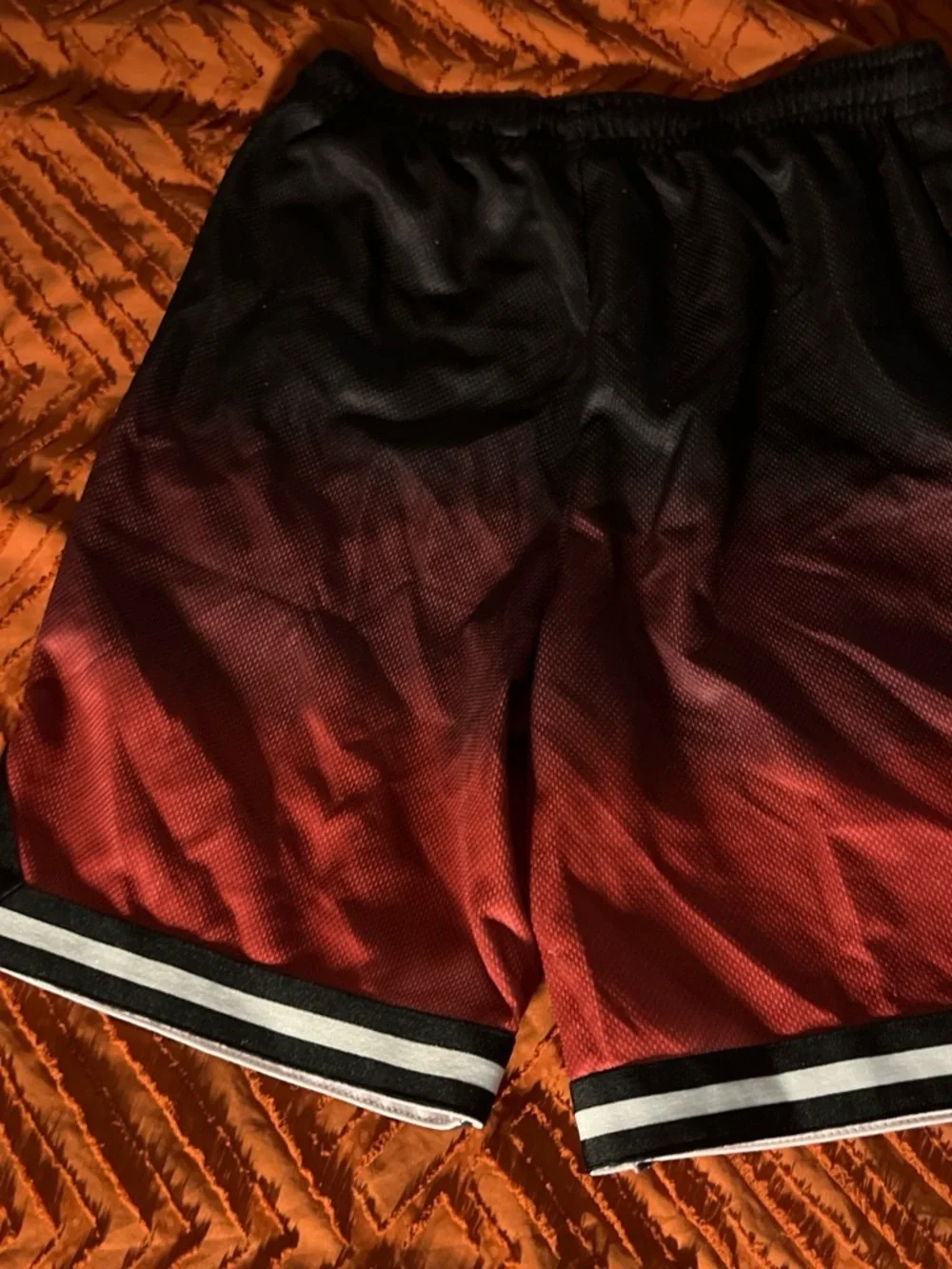 Jordan Men’s Black and Red Gradient Athletic Shorts